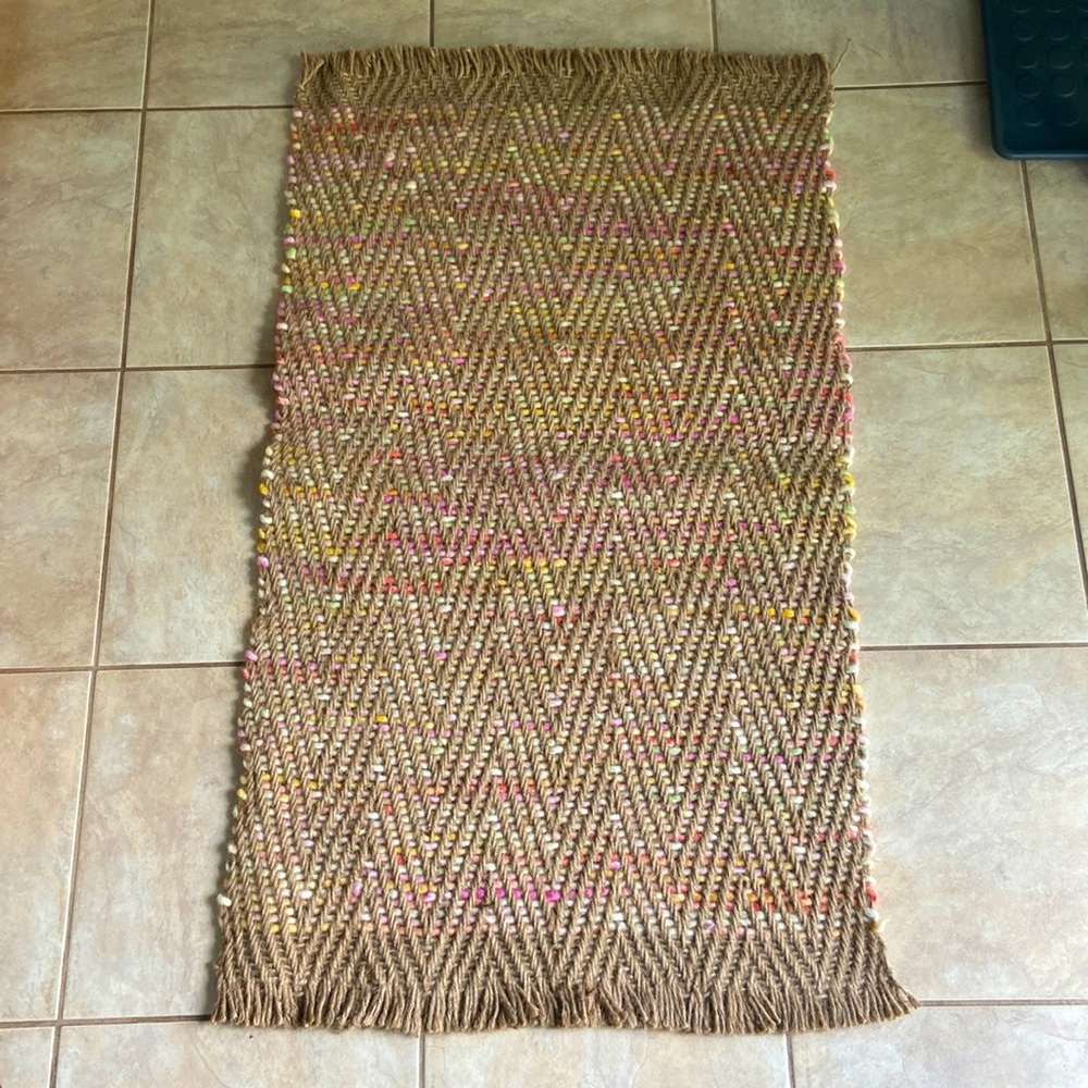 Chunky Woven Jute Area Rug Candy Multicolor